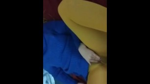 Girl in Tights gives Handjob and Showing herself