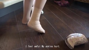 Japanese Girl Sprained Ankle in Bandage and Heels