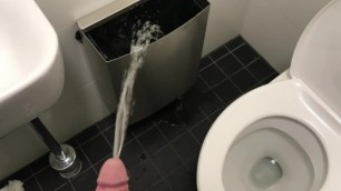 Pissing in the Public Toilet (messy Piss, Pissing also into a Trash Bag)