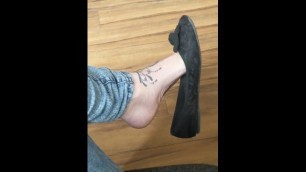 Pixie Nixx Flashes her Soles/ Dangles her Flats in a Public Waiting Room!