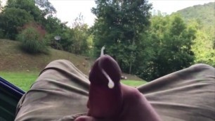 Let me Put my Love into you Babe, Hammock Jerkoff Cumming outside