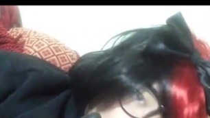 Asian Goth Sissy Jerking Off While Using An Anal Inflator