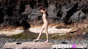 Amazing redhead big ass model Heidi Romanova posed outdoor totally naked