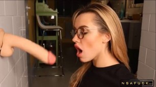 Blowjob of a Big Toy Dick my Mouth is Full of it Cum very Sloppy Luxury Girl